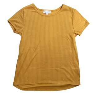 Bkind Ribbed T-Shirt Girls Size 10 Mustard Yellow Excellent Short Sleeve Scoop